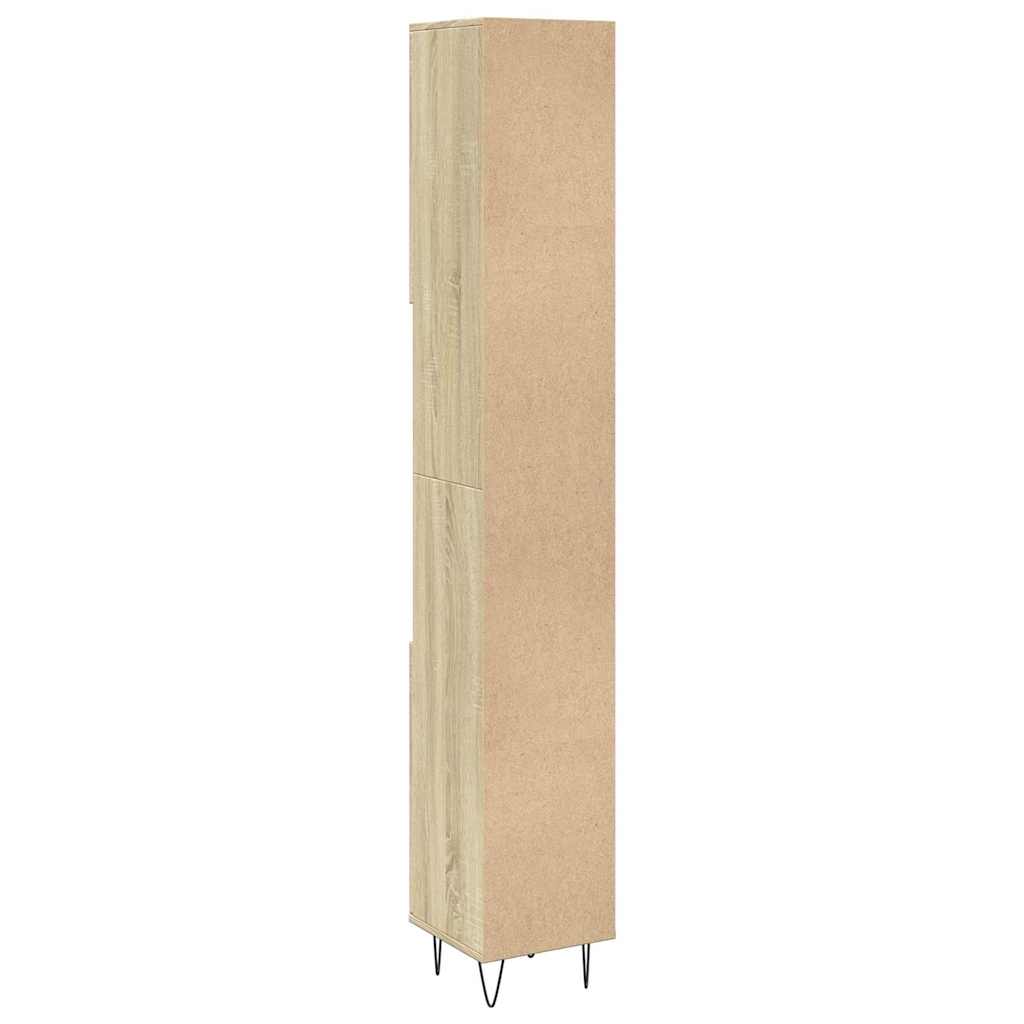 badeværelsesskab 30x30x190 cm konstrueret træ sonoma-eg