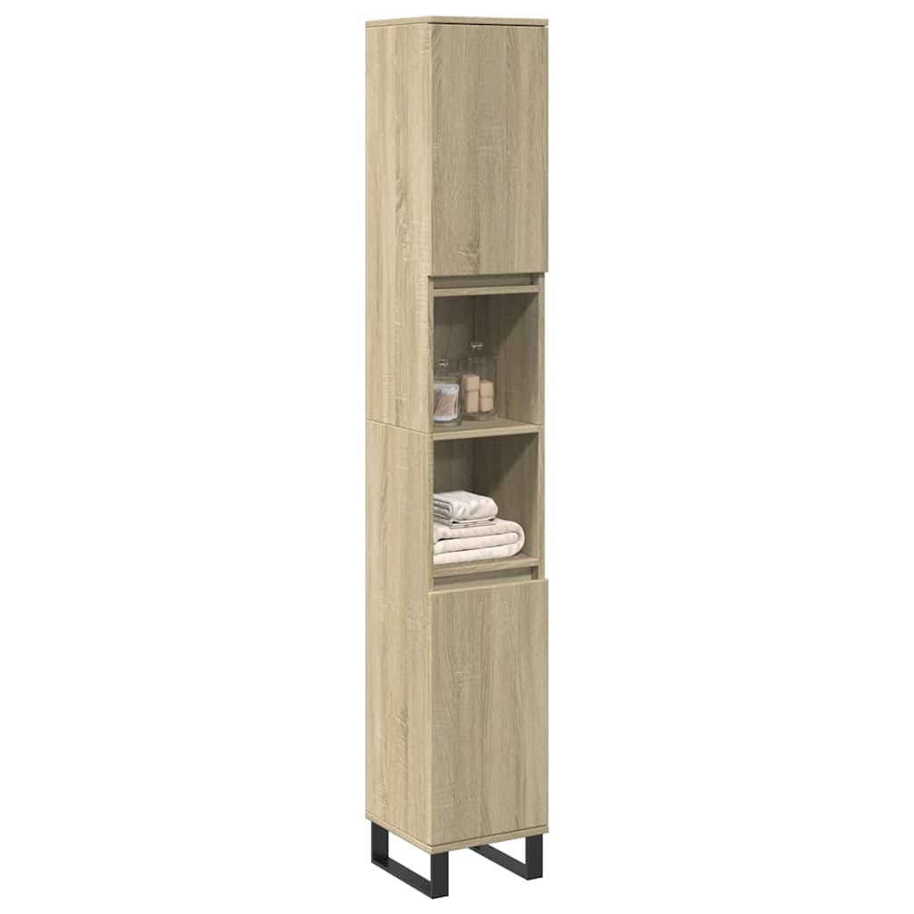 badeværelsesskab 30x30x190 cm konstrueret træ sonoma-eg billede