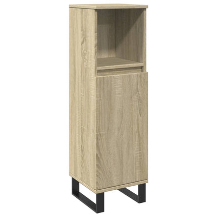 badeværelsesskab 30x30x100 cm konstrueret træ sonoma-eg