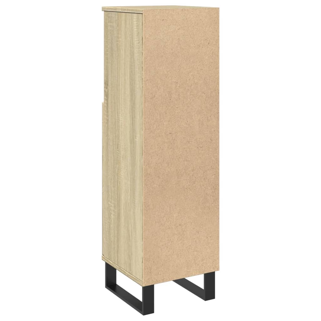 badeværelsesskab 30x30x100 cm konstrueret træ sonoma-eg