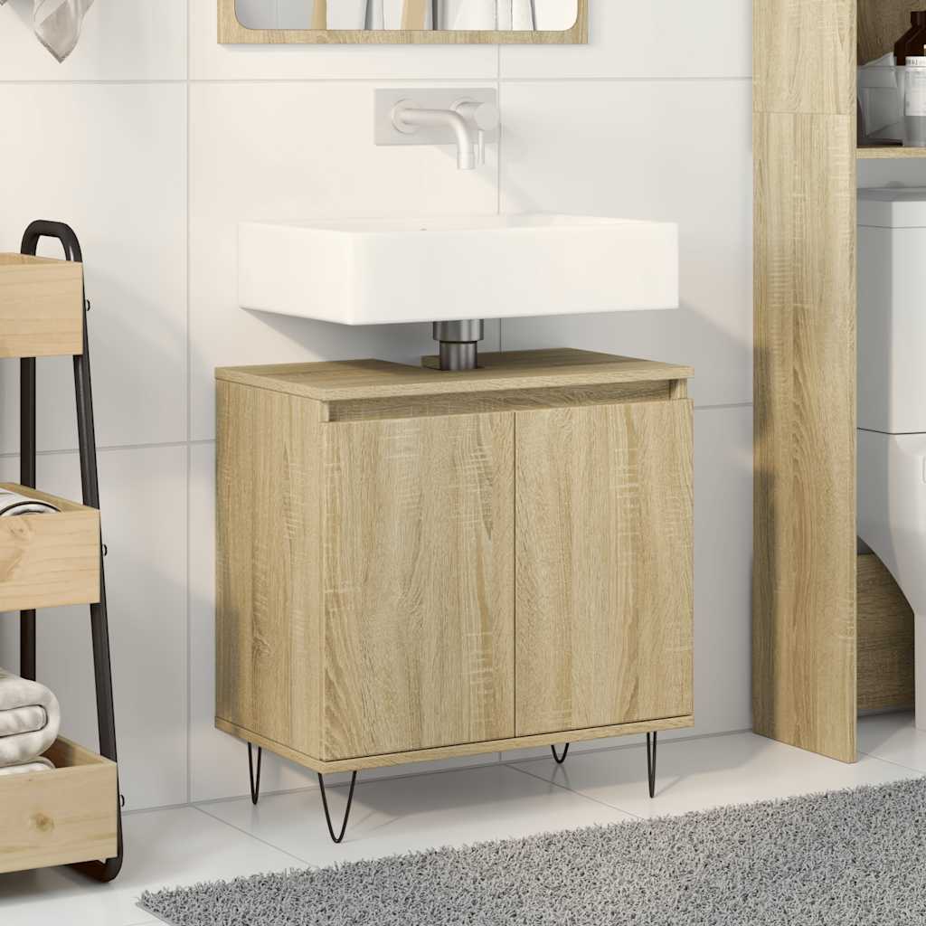 Badeværelsesskab 58×33×60 cm i konstrueret træ - sonoma-eg