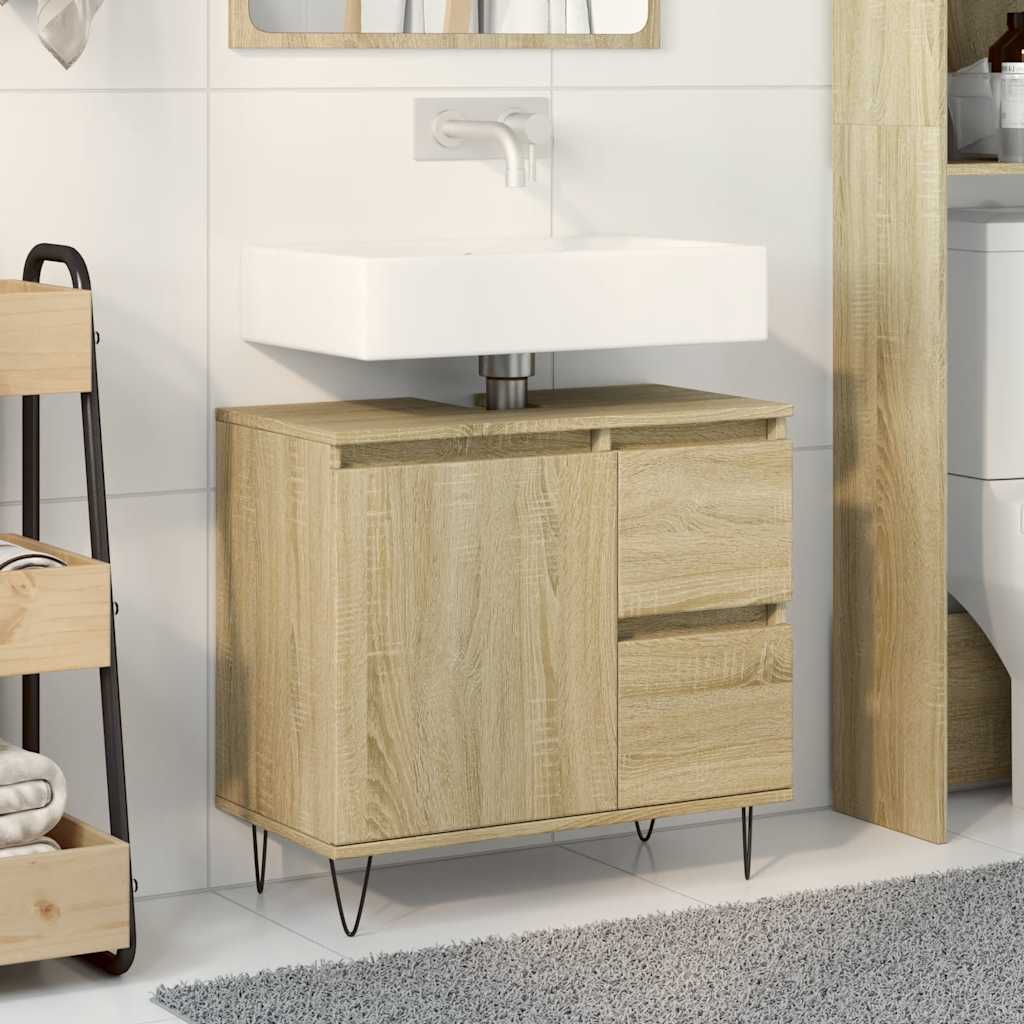 Badeværelsesskab 65×33×60 cm i konstrueret træ - sonoma-eg