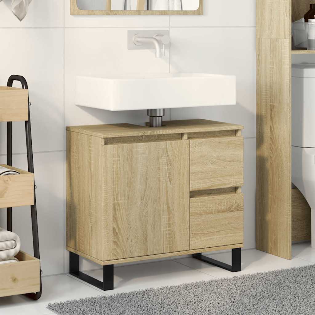 Badeværelsesskab 65×33×60 cm i konstrueret træ - sonoma-eg
