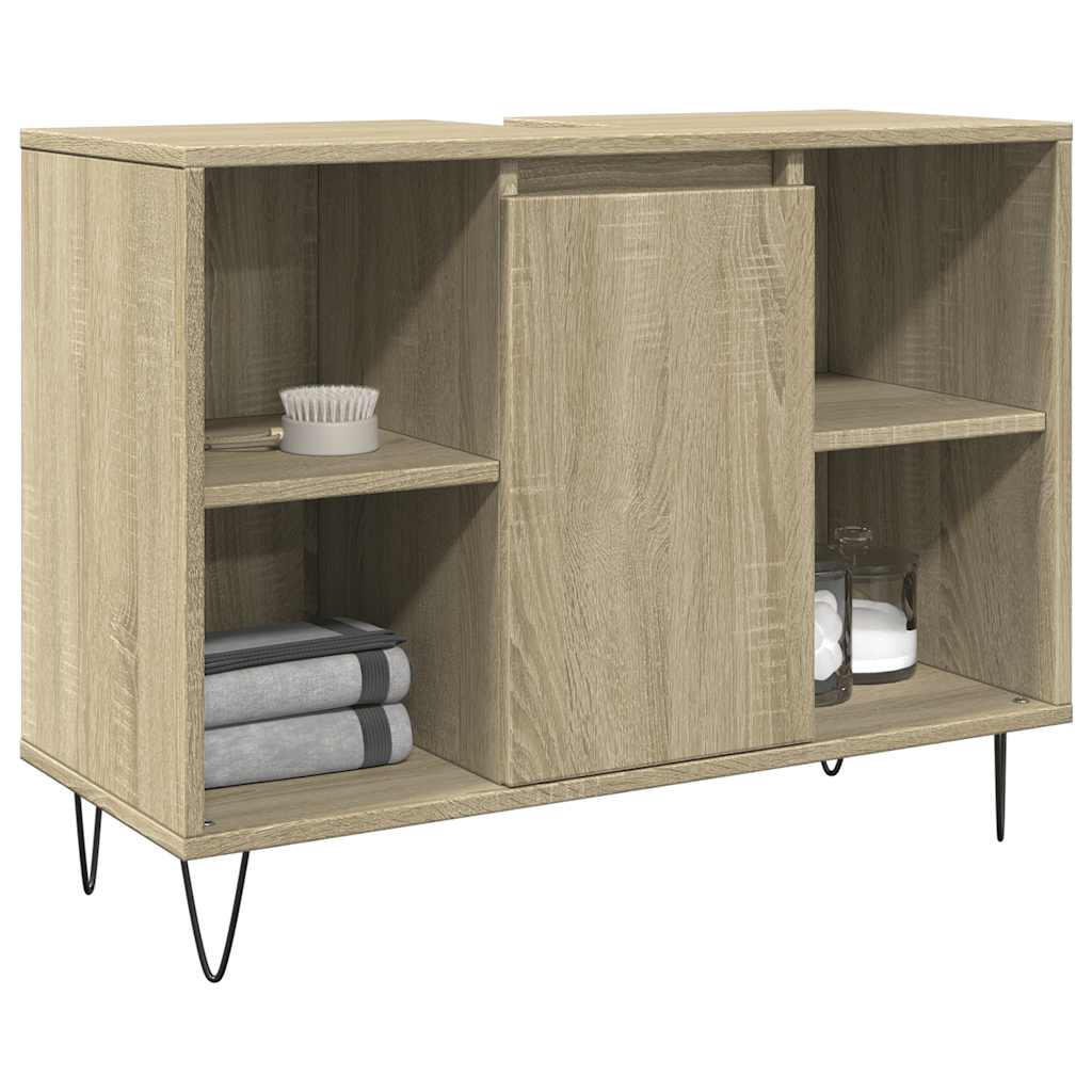 Badeværelsesskab 80×33×60 cm i konstrueret træ - sonoma-eg
