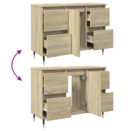 badeværelsesskab 80x33x60 cm konstrueret træ sonoma-eg