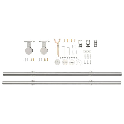 hardwarekit til skydedør 200 cm rustfrit stål sølvfarvet