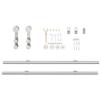 hardwarekit til skydedør 200 cm rustfrit stål sølvfarvet