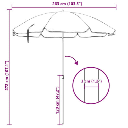 Havesol 263 x 263 x 272 cm 170T polyester Blå og Hvid