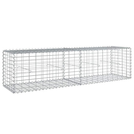 gabionkurv med cover 200x50x50 cm galvaniseret jern