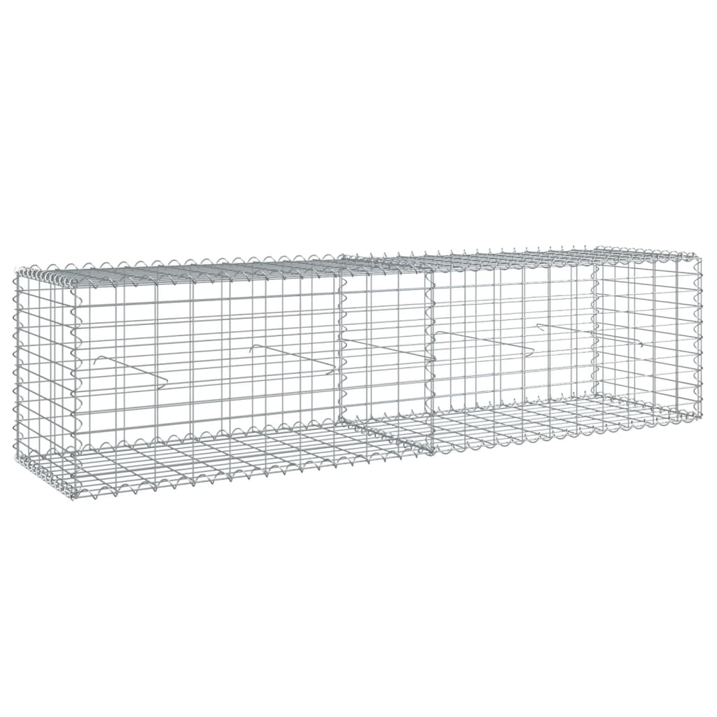 gabionkurv med cover 200x50x50 cm galvaniseret jern