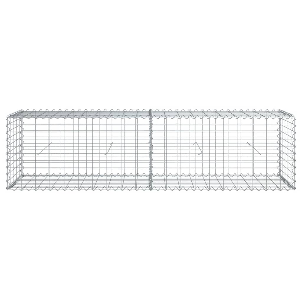 gabionkurv med cover 200x50x50 cm galvaniseret jern