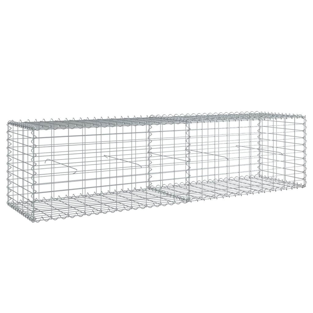 gabionkurv med cover 200x50x50 cm galvaniseret jern