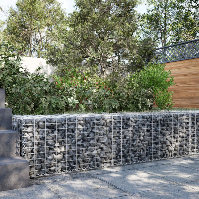 gabionkurv med cover 200x50x50 cm galvaniseret jern