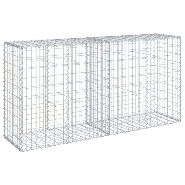 gabionkurv med cover 200x50x100 cm galvaniseret jern