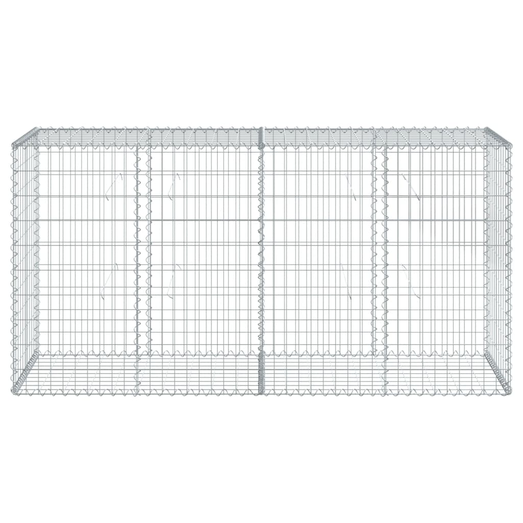 gabionkurv med cover 200x50x100 cm galvaniseret jern