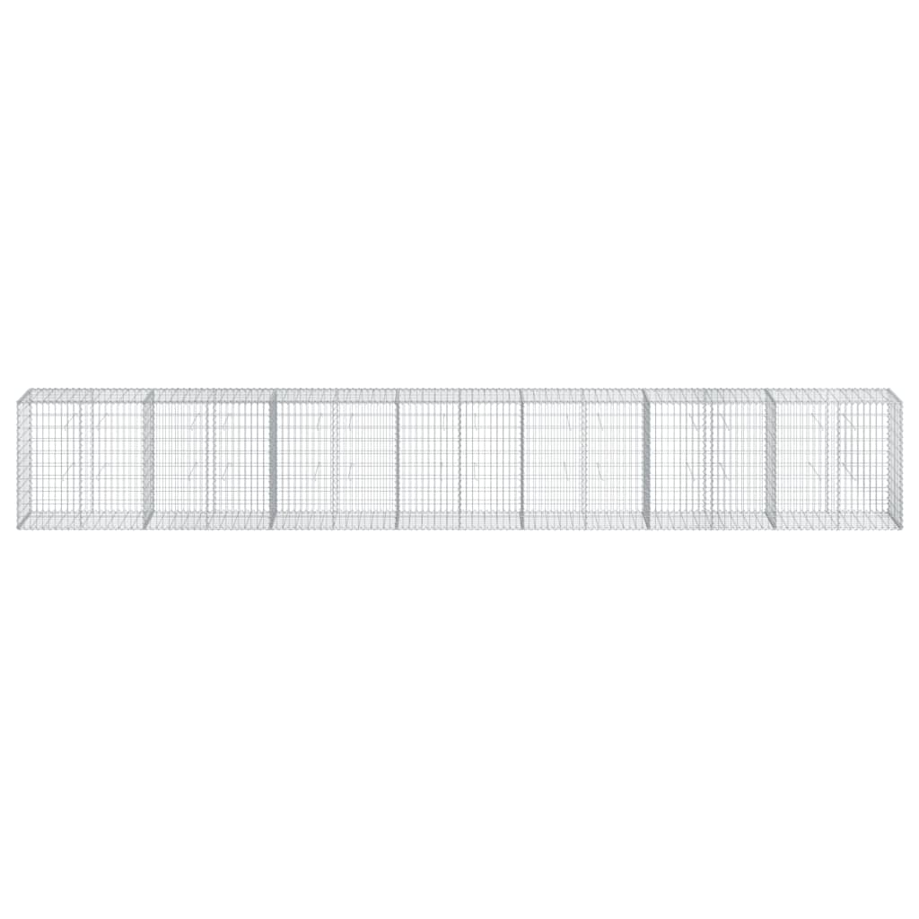 gabionkurv med cover 700x50x100 cm galvaniseret jern