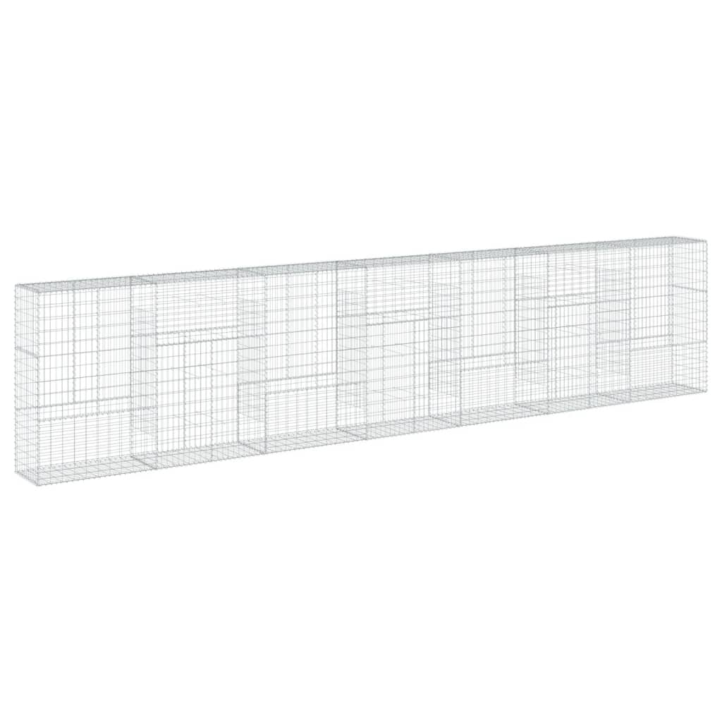 gabionkurv med cover 700x50x150 cm galvaniseret jern