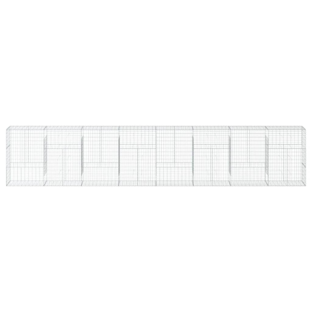 gabionkurv med cover 800x50x150 cm galvaniseret jern