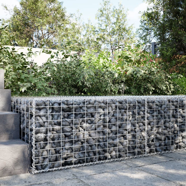 gabionkurv med cover 100x100x50 cm galvaniseret jern