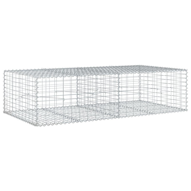 gabionkurv med cover 200x100x50 cm galvaniseret jern