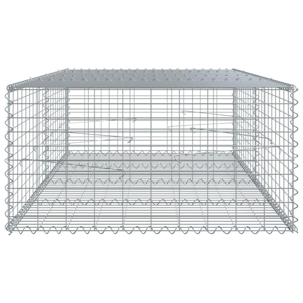 gabionkurv med cover 200x100x50 cm galvaniseret jern