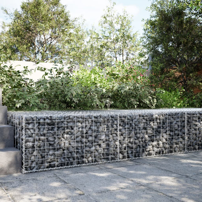 gabionkurv med cover 200x100x50 cm galvaniseret jern