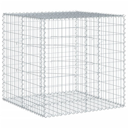 gabionkurv med cover 100x100x100 cm galvaniseret jern