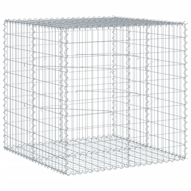 gabionkurv med cover 100x100x100 cm galvaniseret jern