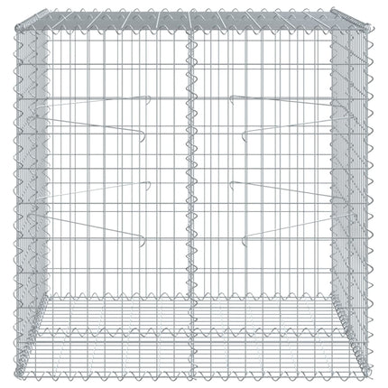 gabionkurv med cover 100x100x100 cm galvaniseret jern