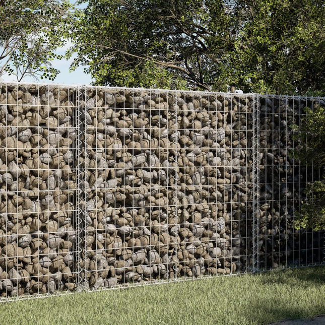 gabionkurv med cover 150x100x100 cm galvaniseret jern