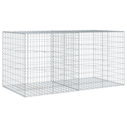 gabionkurv med cover 200x100x100 cm galvaniseret jern