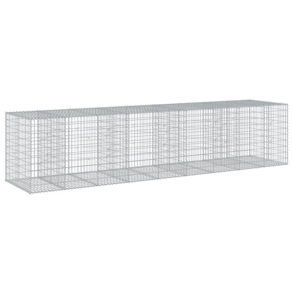 gabionkurv med cover 450x100x100 cm galvaniseret jern