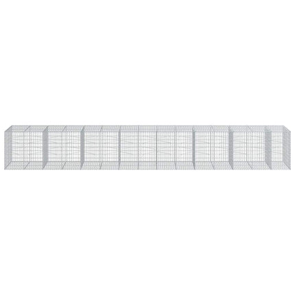 gabionkurv med cover 750x100x100 cm galvaniseret jern