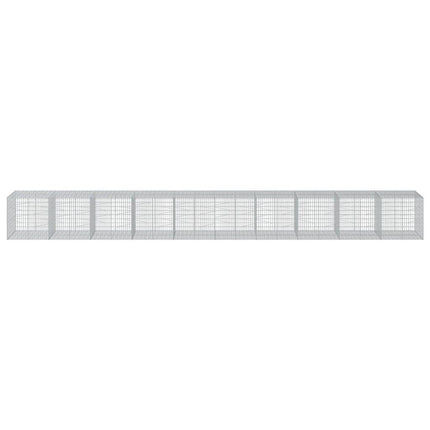 gabionkurv med cover 1000x100x100 cm galvaniseret jern