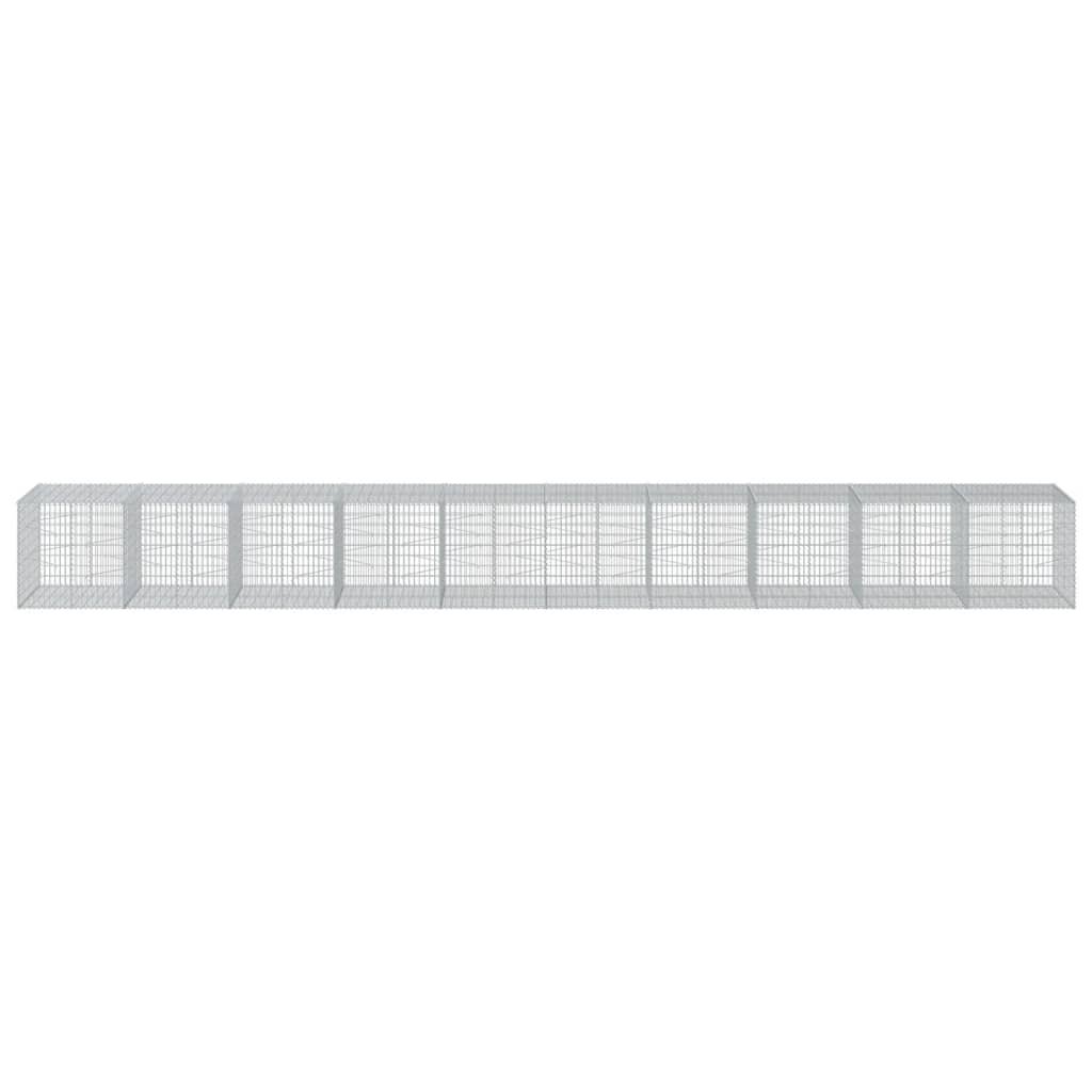 gabionkurv med cover 1000x100x100 cm galvaniseret jern