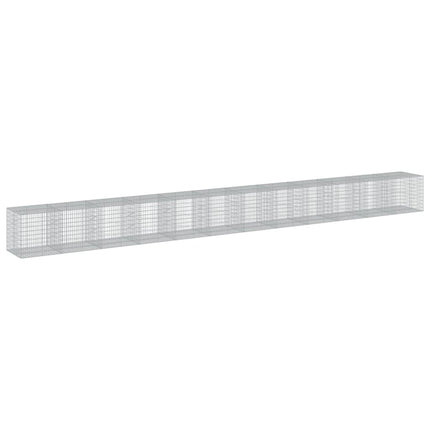 gabionkurv med cover 1200x100x100 cm galvaniseret jern