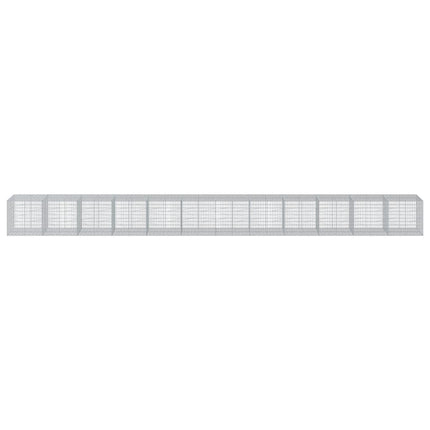 gabionkurv med cover 1200x100x100 cm galvaniseret jern