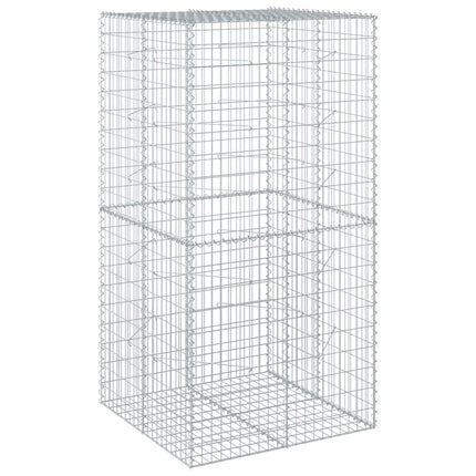 gabionkurv med cover 100x100x200 cm galvaniseret jern