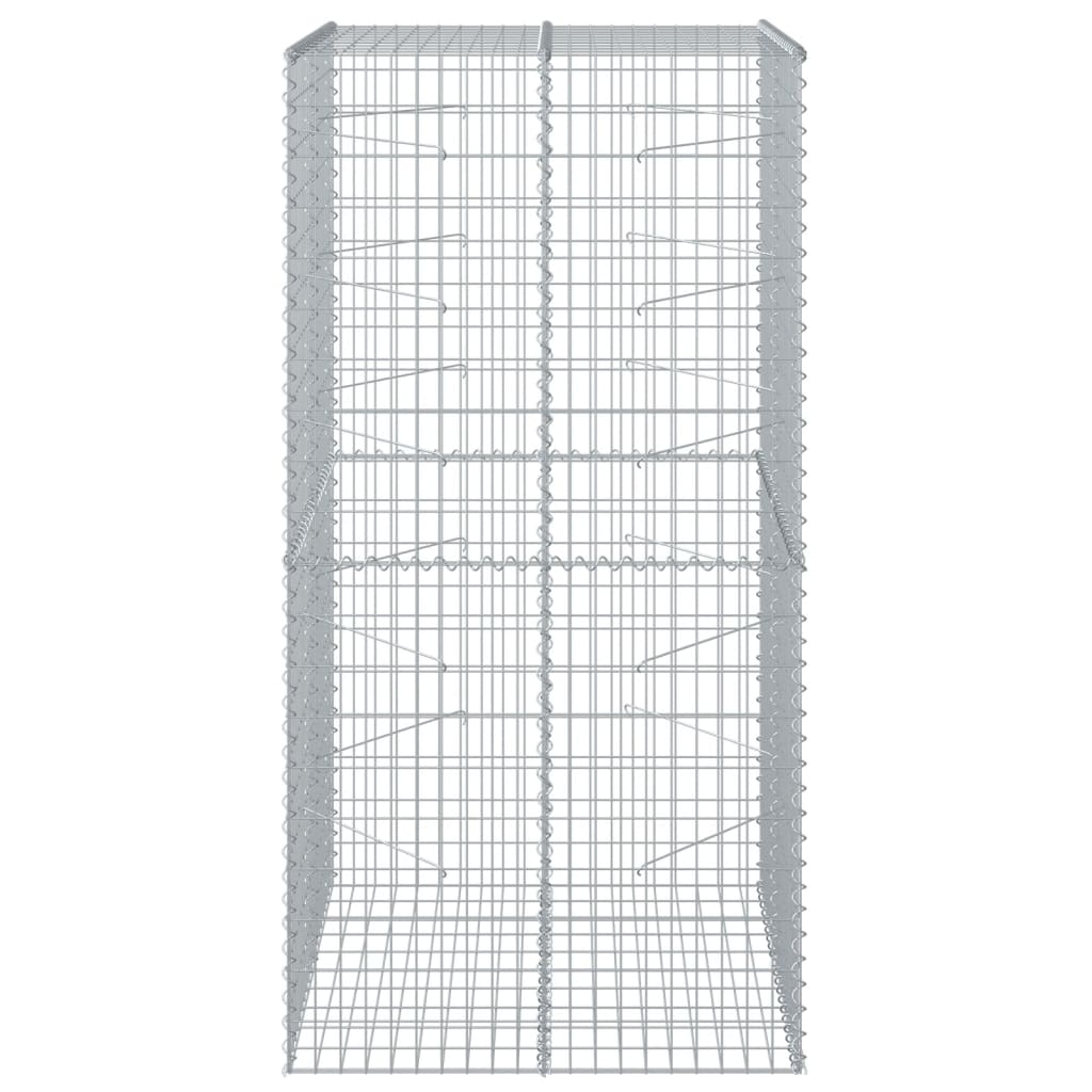 gabionkurv med cover 100x100x200 cm galvaniseret jern