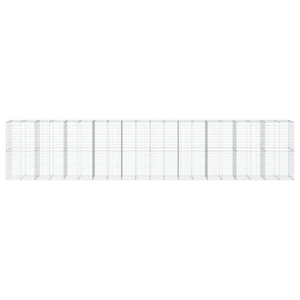 gabionkurv med cover 1000x100x200 cm galvaniseret jern