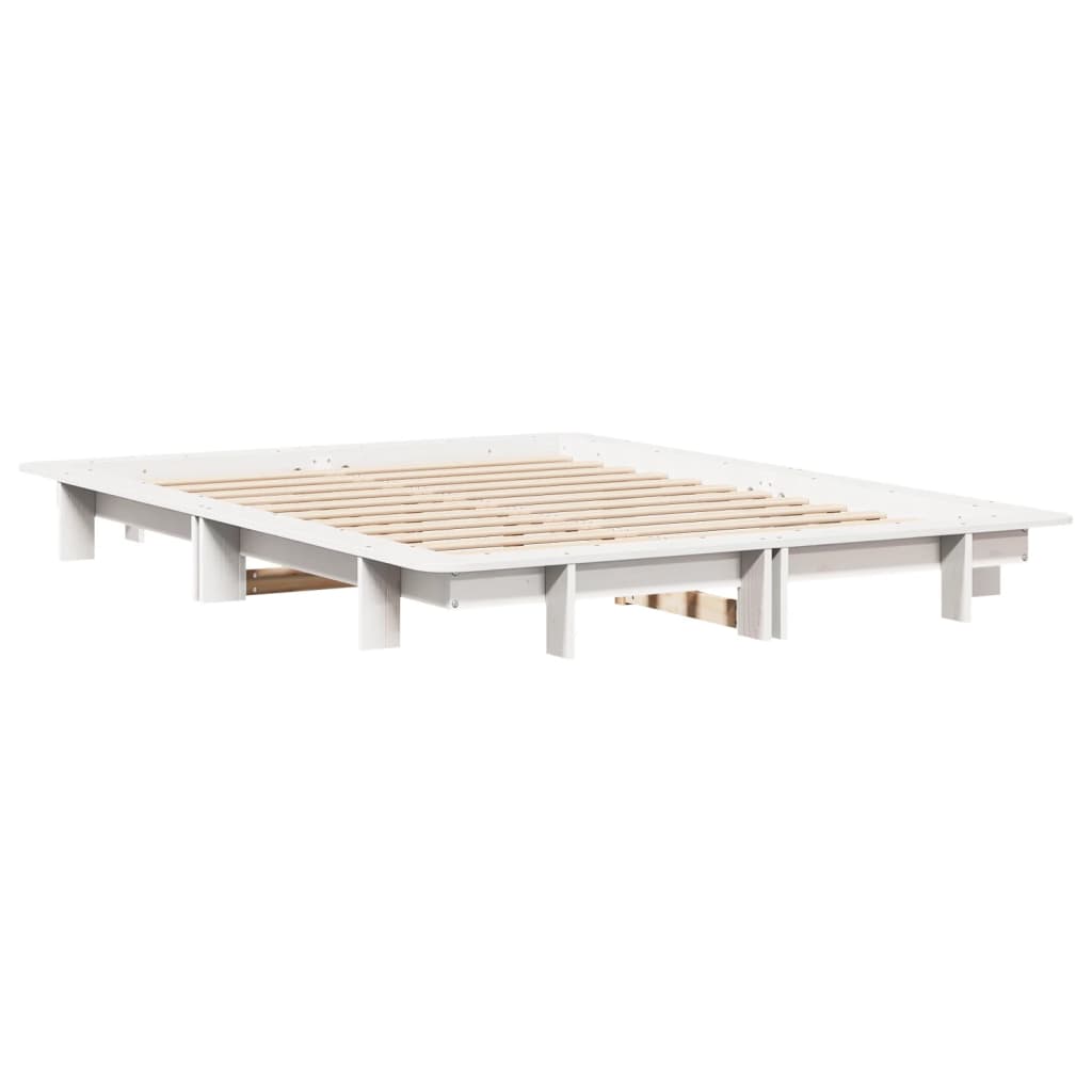 sengeramme uden madras 140x200 cm massivt fyrretræ hvid