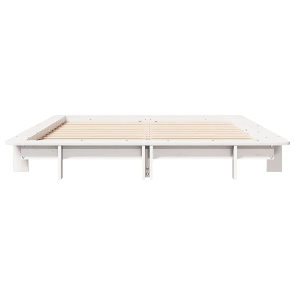 sengeramme uden madras 140x200 cm massivt fyrretræ hvid