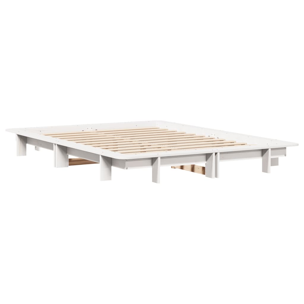 sengeramme uden madras 140x200 cm massivt fyrretræ hvid