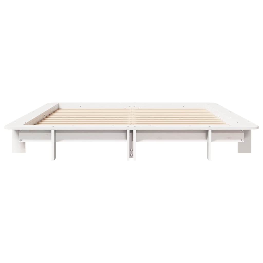sengeramme uden madras 120x200 cm massivt fyrretræ hvid