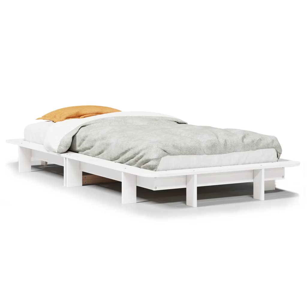 sengeramme uden madras 100x200 cm massivt fyrretræ hvid
