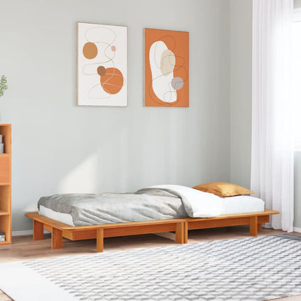 sengeramme uden madras 100x200 cm massivt fyrretræ gyldenbrun