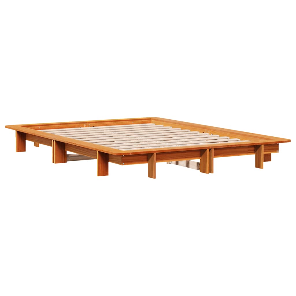 sengeramme uden madras 140x190 cm massivt fyrretræ gyldenbrun