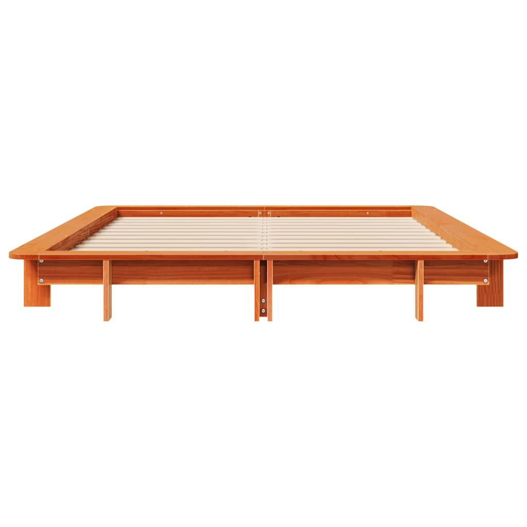 sengeramme uden madras 140x190 cm massivt fyrretræ gyldenbrun