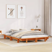sengeramme uden madras 135x190 cm massivt fyrretræ brun