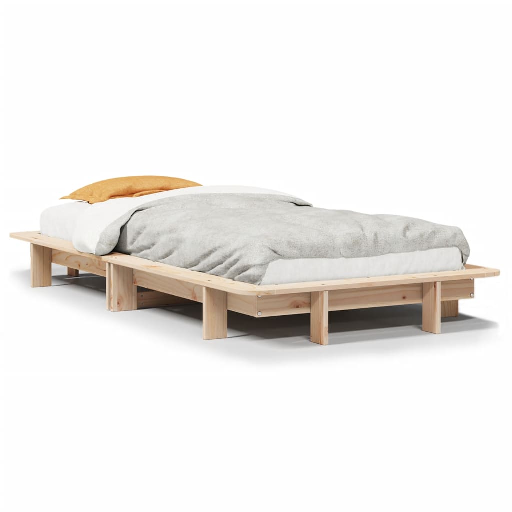 sengeramme uden madras 75x190 cm massivt fyrretræ
